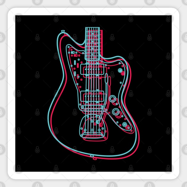 3D Offset Style Electric Guitar Body Outline Magnet by nightsworthy